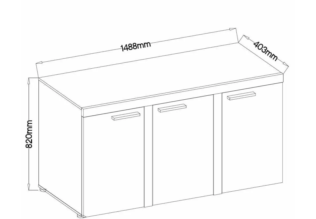 Pojemna komoda Rumb Iii w kolorze Beton Jasny + Biały do biura