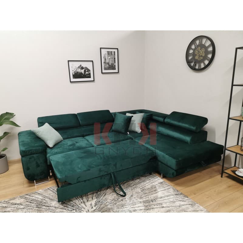 Narożnik ASTON prawy 275x202 monolith 37 zielony-od ręki