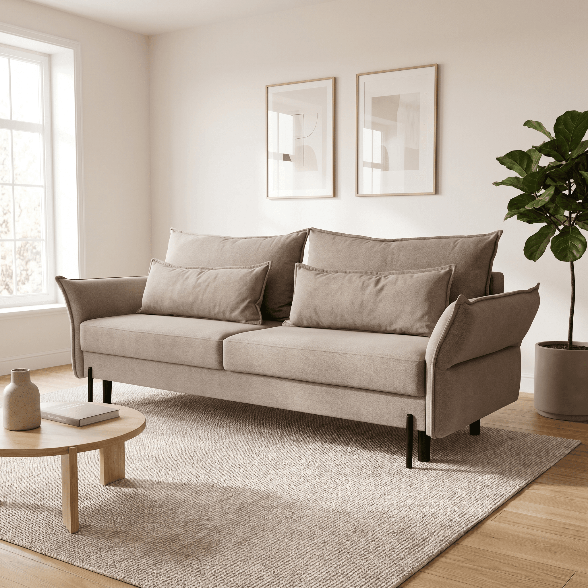 Sofa kanapa VOLIO rozkładana z funkcją spania beżowa