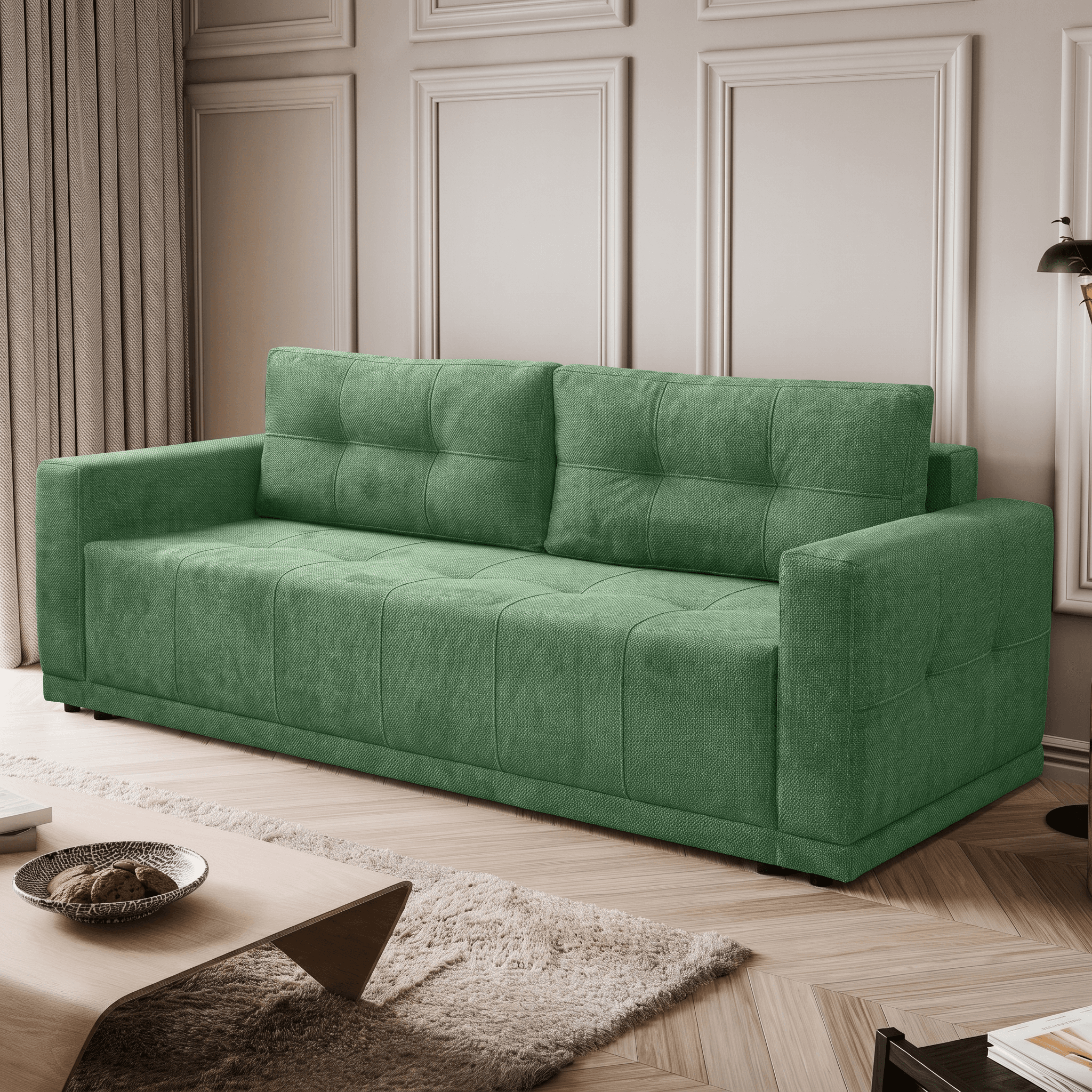 Sofa kanapa LUSSO rozkładana z funkcją spania zielona